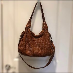 Genuine leather basket weave purse